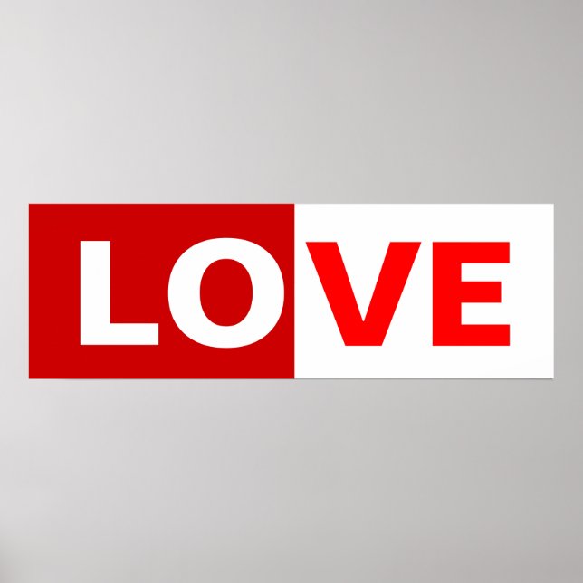 half red/ half white love word poster (Front)