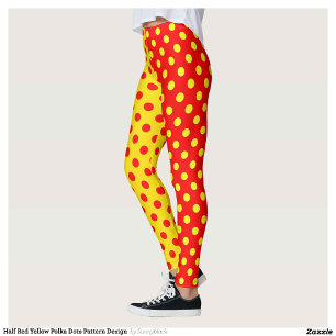 Half Red Yellow Polka Dots Pattern Design Leggings