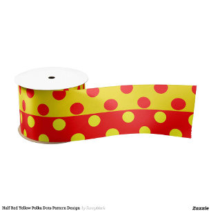 Half Red Yellow Polka Dots Pattern Design Satin Ribbon
