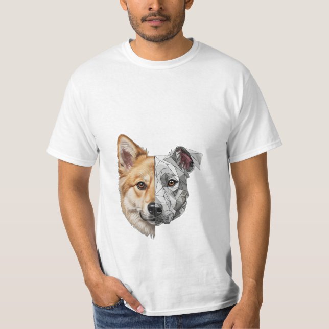 Half Robotic Dog Face T-Shirt (Front)