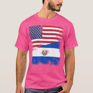 Half Salvadoran Flag El Salvador Usa T-Shirt