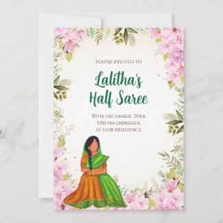 Half Saree Evite Indian Saree function invitation