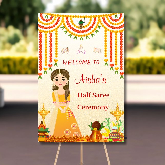 Half Saree welcome sign Halff sari Welcome poster (Creator Uploaded)