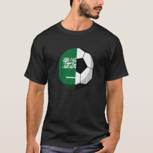 Half Saudi Arabia Flag Half Football Soccer T-Shirt