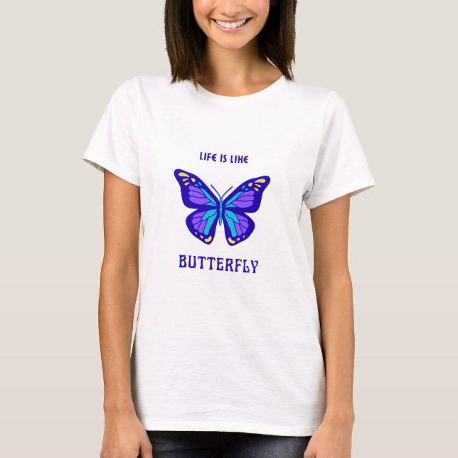 Half seleeves white shirt with buttefly designe (Front)