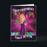 Half Sister Happy Birthday with Cute little Cutie Card<br><div class="desc">Half Sister Happy Birthday with Cute little Cutie Pie ballons and streamers</div>