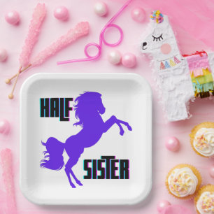 Half Sister Purple Pony Sibling Paper Plate