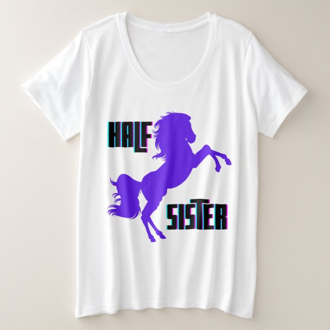 Half Sister Purple Pony Sibling Plus Size T-Shirt (Design Front)