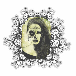 Half Skull Girl Face Day Of The Dead goth art   St