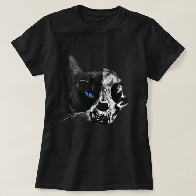 Half Skull, Half Cat The Ultimate Horror T-Shirt  (Design Front)