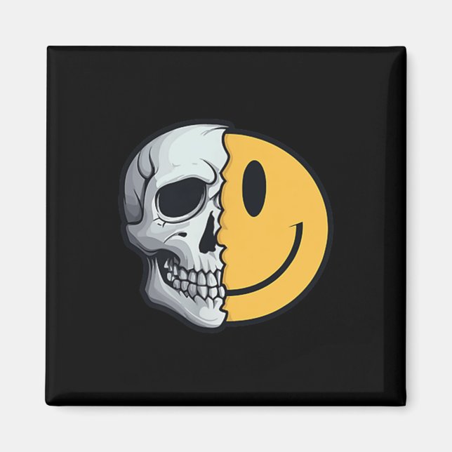 Half Skull Smile Face Rave Skeleton 70s 80s 90s Ta Magnet (Front)