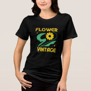 Half Sleeves T shirt with Flower Vintage Design