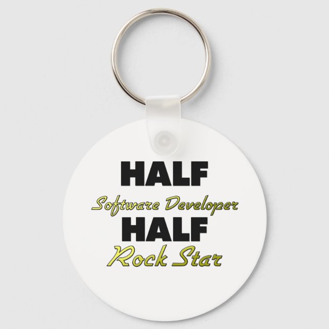 Half Software Developer Half Rock Star Key Ring (Front)