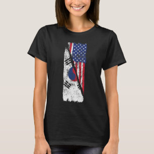 Half South Korean Flag Roots Born Korea Vintage Am T-Shirt