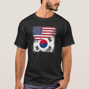 Half South Korean Flag Vintage USA Gift T-Shirt