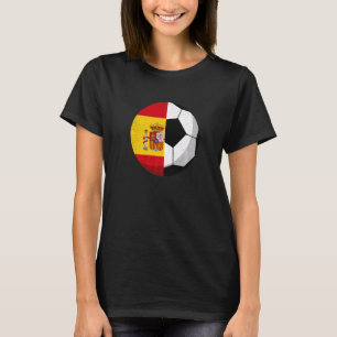 Half Spain Flag Half Football Soccer Futbol   T-Shirt