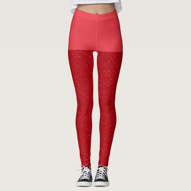Half-Speckled Tomato Red Leggings – Customisable (Front)