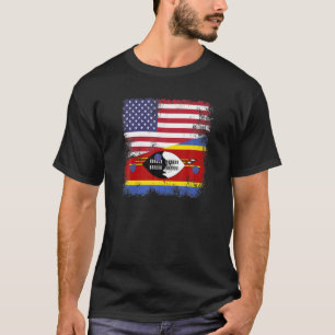Half Swazi Flag   Vintage Swaziland USA Gift T-Shirt