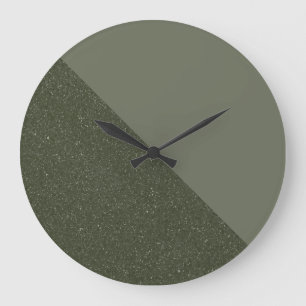 Half Textured Moss Green Wall Clock