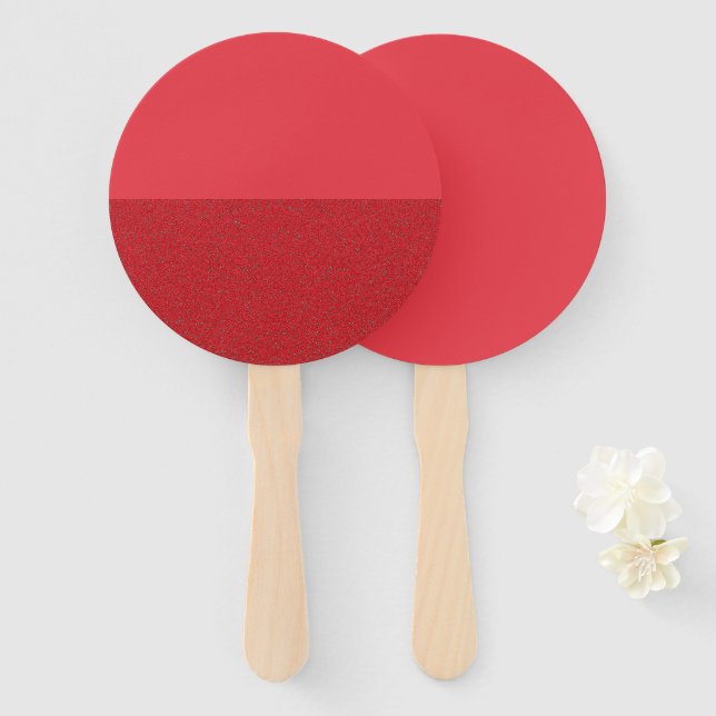 Half Textured Tomato Red Custom Hand Set of Fans (Front and Back)