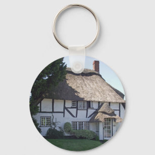 Half-Timbered Thatched Cottage Key Ring
