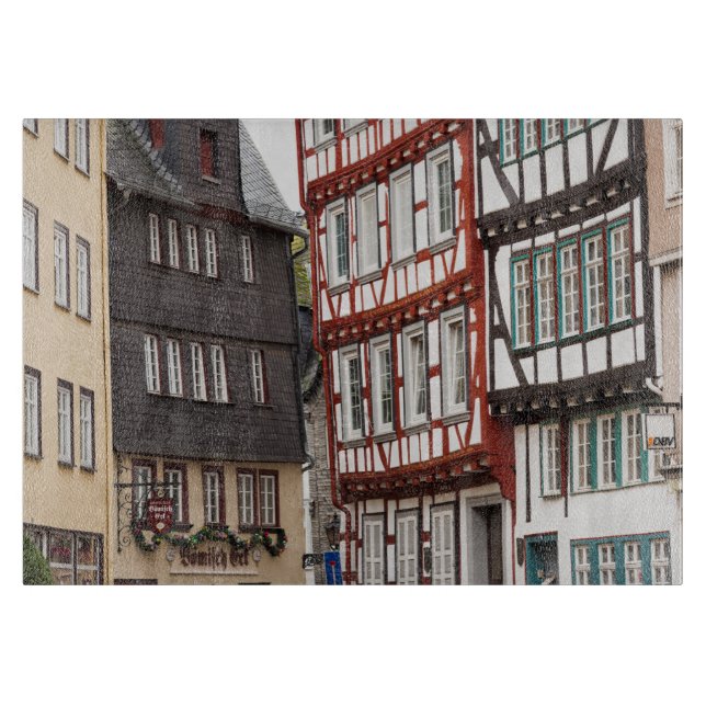 Half-timbered Town Buildings Cutting Board (Front)