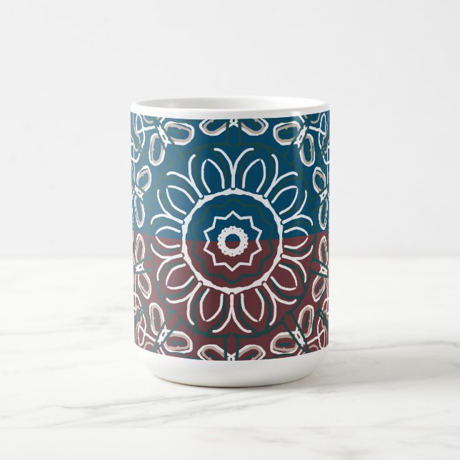 Half Toned Trendy Blue Mauve Laced Design Coffee Mug (Center)