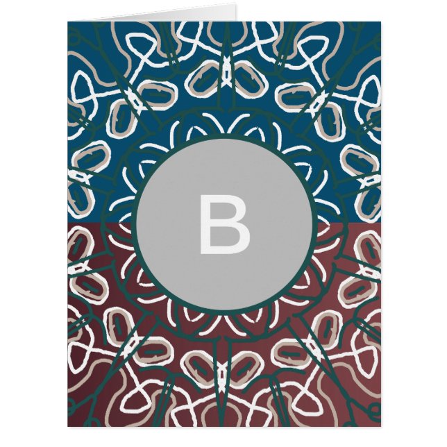 Half Toned Trendy Blue Mauve Laced Monogram Design (Front)