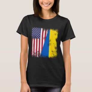 Half Ukrainian Flag Vintage Ukraine Usa Gift T-Shirt