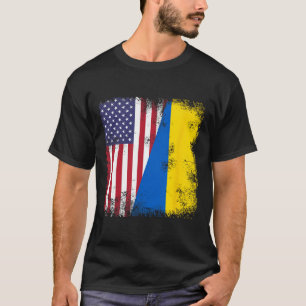 Half Ukrainian Flag Vintage Ukraine Usa Gift T-Shirt
