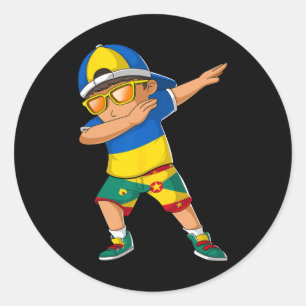 Half Ukrainian Grenadian Boy Ukraine Grenada Flag  Classic Round Sticker
