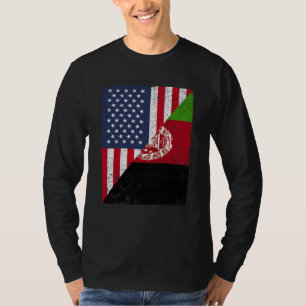 Half USA Flag Half Afghanistan Flag American Afgha T-Shirt