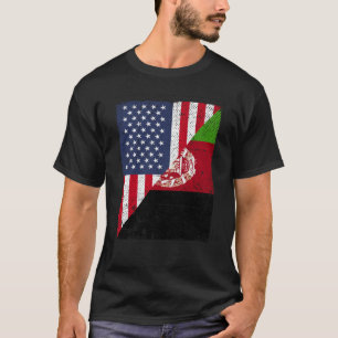 Half USA Flag Half Afghanistan Flag American Afgha T-Shirt