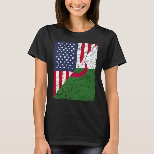 Half USA Flag Half Albania Flag American Albanian  T-Shirt (Front)
