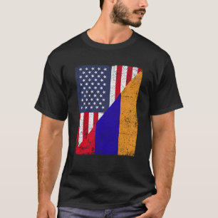 Half USA Flag Half Armenia Flag American Armenian T-Shirt