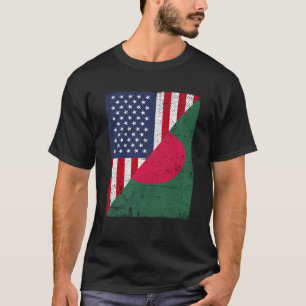 Half USA Flag Half Bangladesh Flag American Bangla T-Shirt