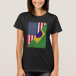 Half USA Flag Half Brazil Flag American Brazilian T-Shirt