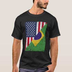 Half USA Flag Half Brazil Flag American Brazilian T-Shirt