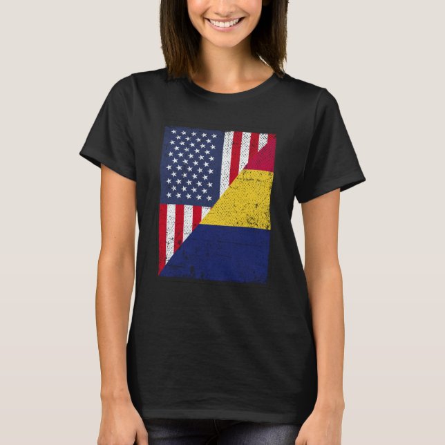 Half USA Flag Half Chad Flag American Chadian T-Shirt (Front)