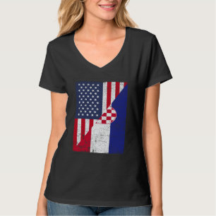 Half USA Flag Half Croatia Flag American Croatian T-Shirt
