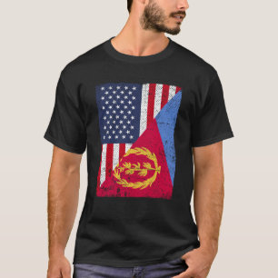 Half USA Flag Half Eritrea Flag American Eritrean T-Shirt