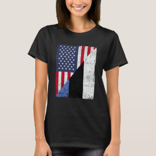 Half USA Flag Half Estonia Flag American Estonian T-Shirt