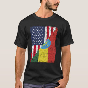 Half USA Flag Half Ethopia Flag American Ethiopian T-Shirt