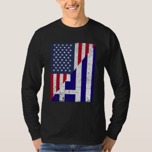 Half USA Flag Half Greece Flag American Greek T-Shirt