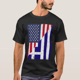 Half USA Flag Half Greece Flag  American Greek T-Shirt