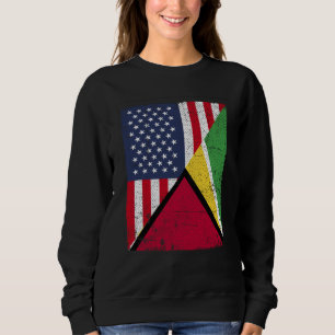 Half USA Flag Half Guyana Flag American Guyanian Sweatshirt