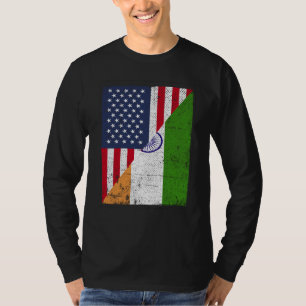 Half USA Flag Half India Flag American Indian T-Shirt