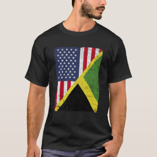 Half USA Flag Half Jamaica Flag American Jamaican T-Shirt