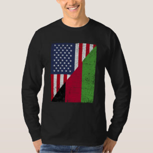 Half USA Flag Half Malawi Flag American Malawian T-Shirt