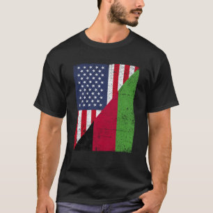 Half USA Flag Half Malawi Flag American Malawian T-Shirt